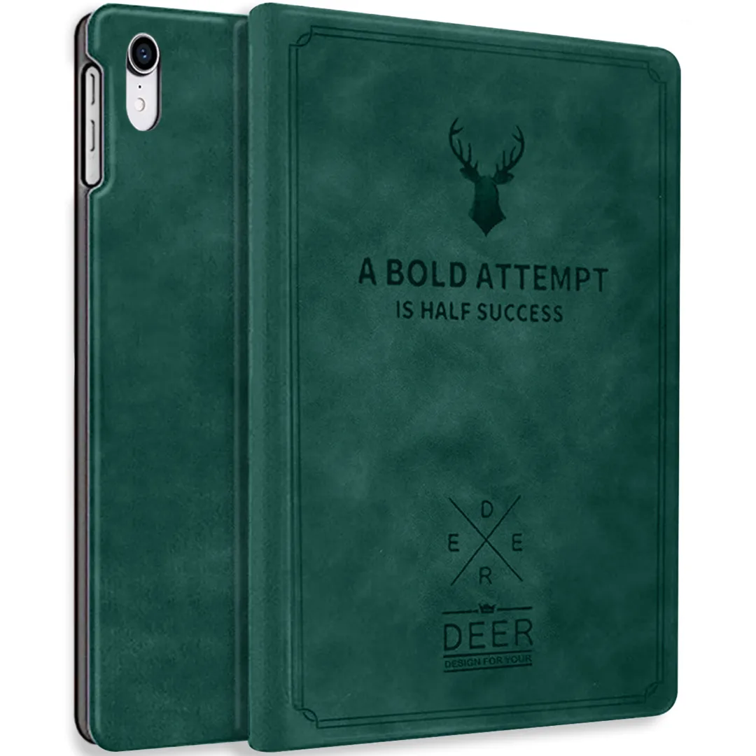 Robustrion Cover for iPad 11th Generation (A16) / 10th Generation Cover Case (2025/2022), Deer Pattern Flip Case Cover for iPad 11th Gen 11 inch / 10th 10.9 inch [Auto Sleep Wake] - DarkGreen