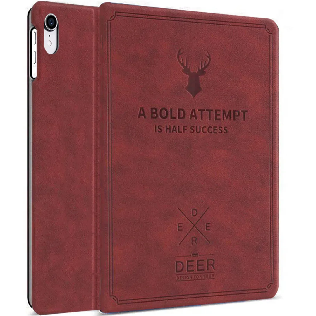 Robustrion Cover for iPad 11th Generation (A16) / 10th Generation Cover Case (2025/2022), Deer Pattern Flip Case Cover for iPad 11th Gen 11 inch / 10th 10.9 inch [Auto Sleep Wake] - VineRed