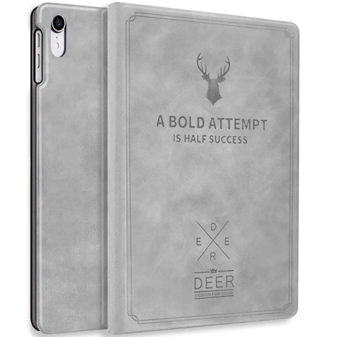 Robustrion Cover for iPad 11th Generation (A16) / 10th Generation Cover Case (2025/2022), Deer Pattern Flip Case Cover for iPad 11th Gen 11 inch / 10th 10.9 inch [Auto Sleep Wake] - Grey