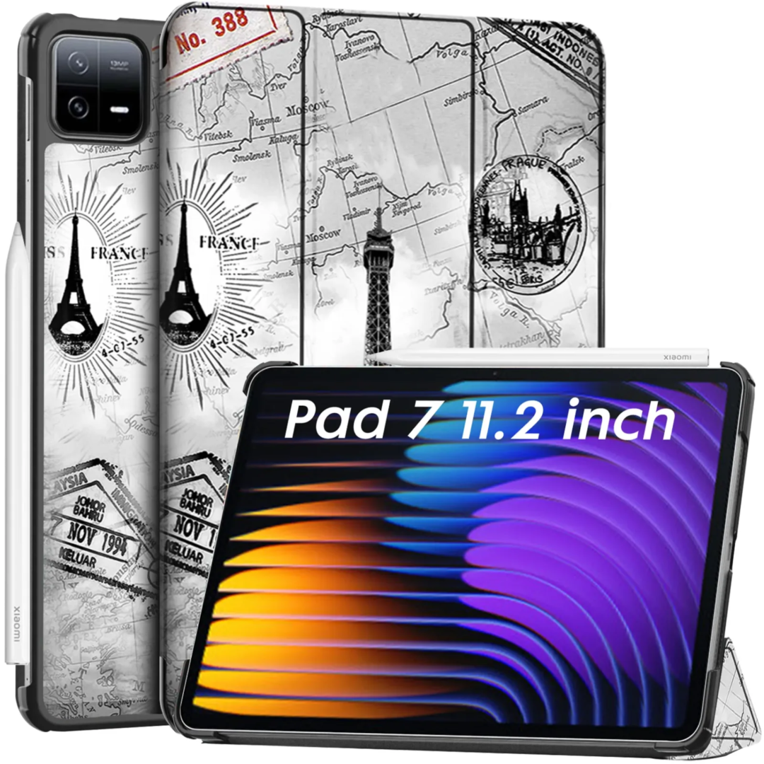 Robustrion Cover for Xiaomi Mi Pad 7 Cover Case, Trifold Flip Case Cover for Xiaomi Mi Pad 7 11.2 inch, Support Auto Sleep Wake - Eiffel