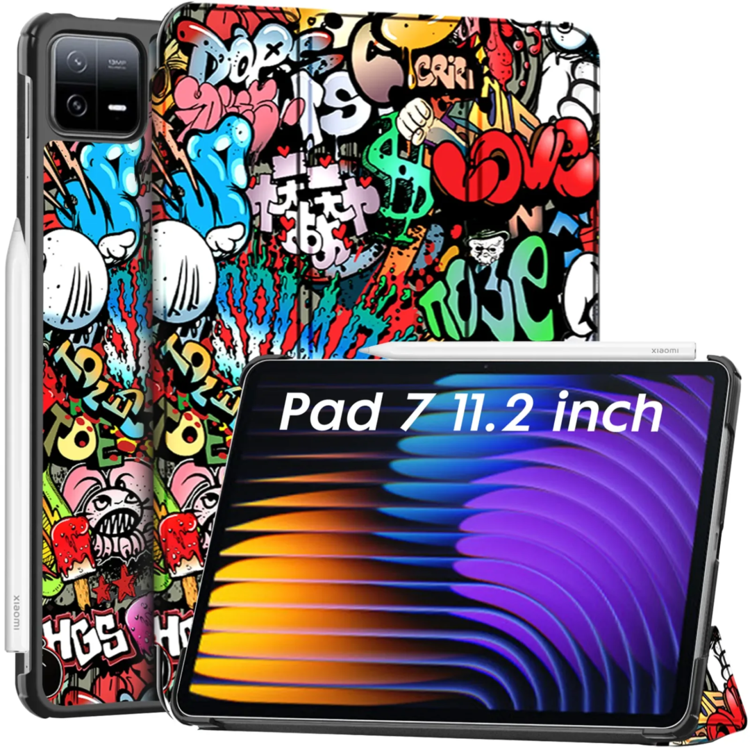 Robustrion Cover for Xiaomi Mi Pad 7 Cover Case, Trifold Flip Case Cover for Xiaomi Mi Pad 7 11.2 inch, Support Auto Sleep Wake - Hippy