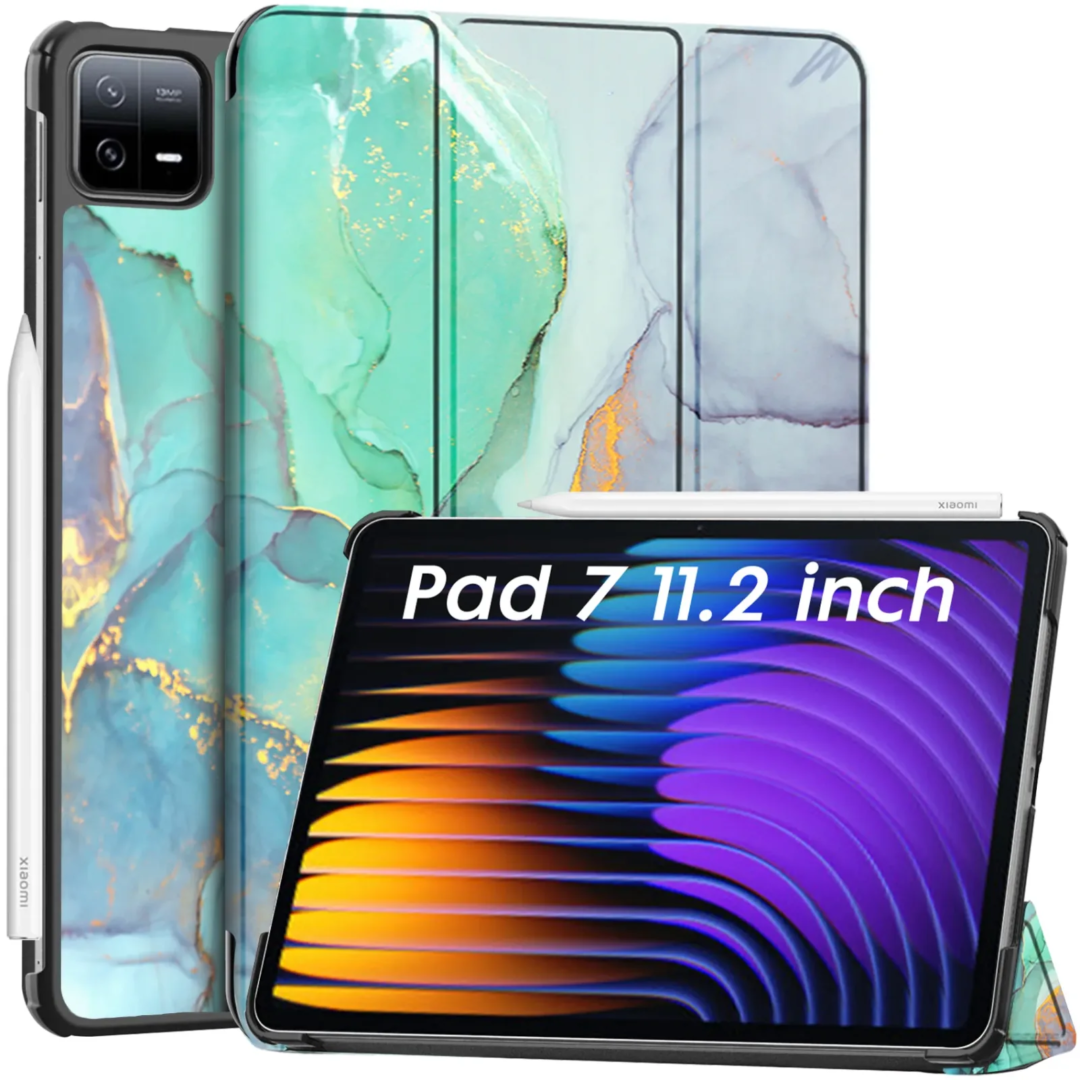 Robustrion Cover for Xiaomi Mi Pad 7 Cover Case, Trifold Flip Case Cover for Xiaomi Mi Pad 7 11.2 inch, Support Auto Sleep Wake - MarbleGreen