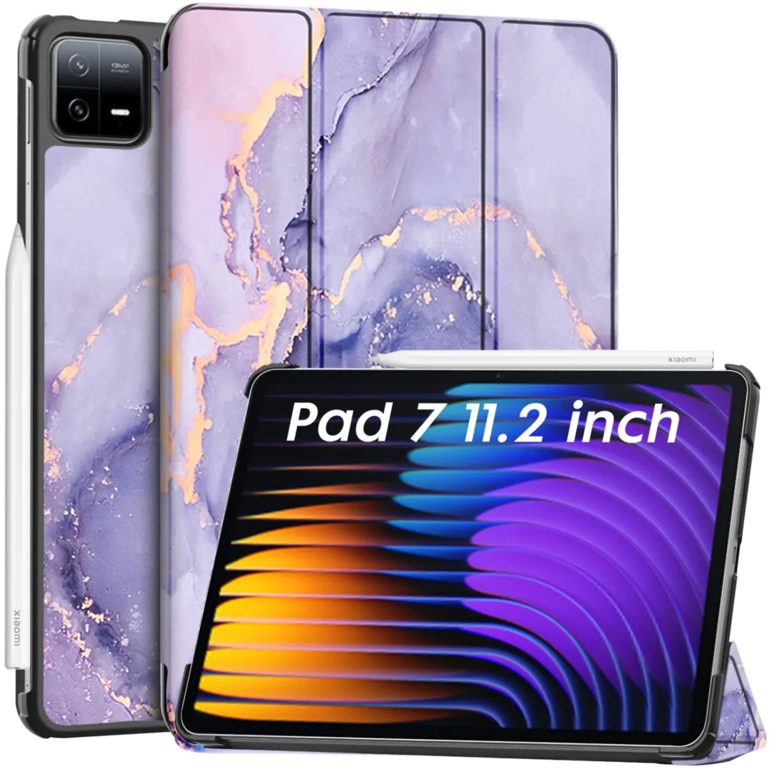 Robustrion Cover for Xiaomi Mi Pad 7 Cover Case, Trifold Flip Case Cover for Xiaomi Mi Pad 7 11.2 inch, Support Auto Sleep Wake - MarbleLilac