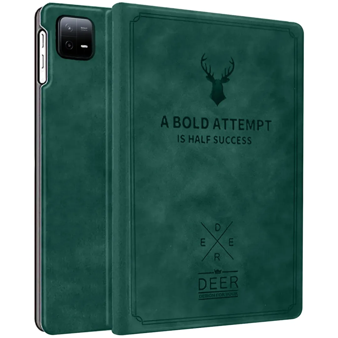 Robustrion Cover for Xiaomi Mi Pad 7 Cover Case, Deer Pattern Flip Case Cover for Xiaomi Mi Pad 7 11.2 inch, Support Auto Sleep Wake - DarkGreen