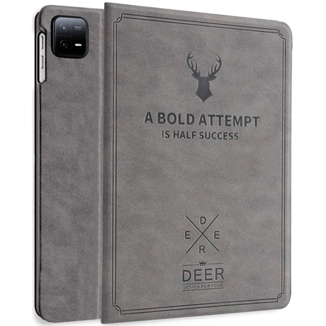 Robustrion Cover for Xiaomi Mi Pad 7 Cover Case, Deer Pattern Flip Case Cover for Xiaomi Mi Pad 7 11.2 inch, Support Auto Sleep Wake - Grey