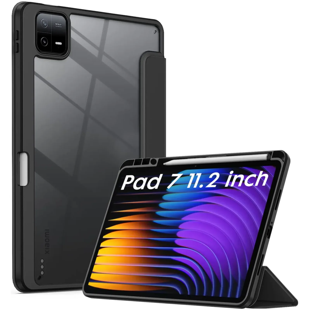 Robustrion Cover for Xiaomi Pad 7 Cover Case 11.2 inch, Hybrid Flip Case Cover with [Transparent Back] and [Pencil Holder] for Xiaomi Mi Pad 7 11.2 inch Cover [Support Auto Sleep Wake]