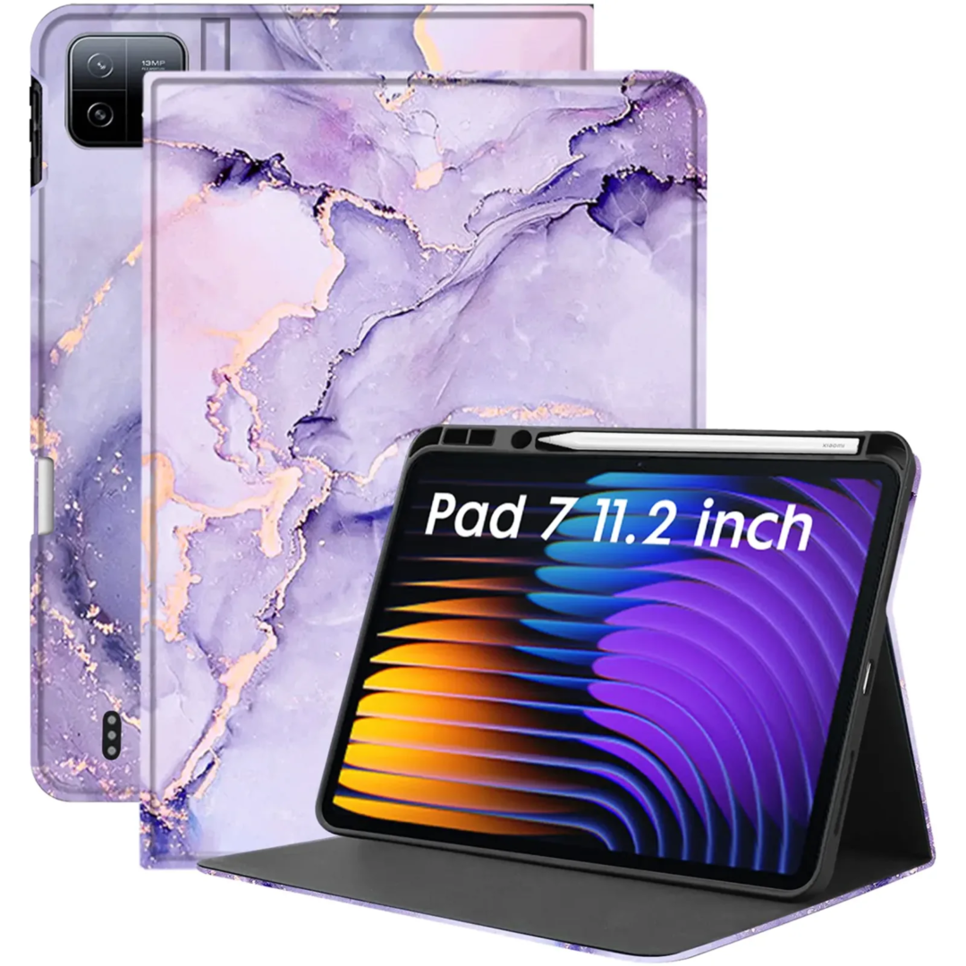 Robustrion Cover for Xiaomi Pad 7 11.2 inch Cover Case, Deer Pattern Flip Case Cover with Pencil Holder for Xiaomi Mi Pad 7 Cover, Support Auto Sleep Wake - MarbleLilac