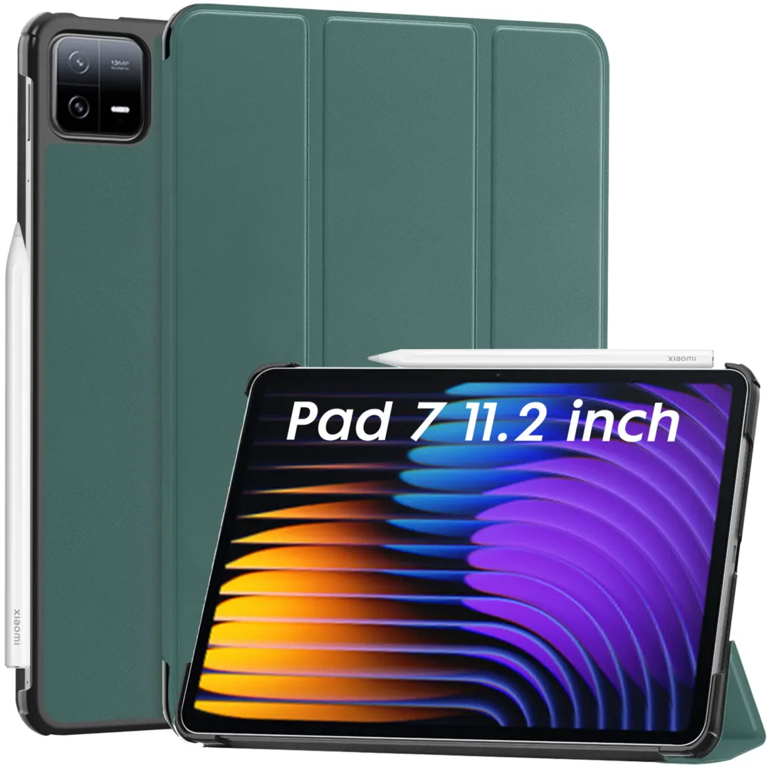 Robustrion Cover for Xiaomi Mi Pad 7 Cover Case, Trifold Flip Case Cover for Xiaomi Mi Pad 7 11.2 inch, Support Auto Sleep Wake - DKGreen