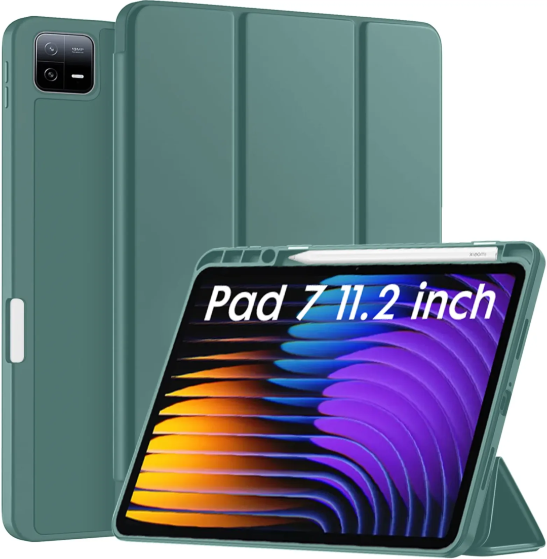 Robustrion Cover for Xiaomi Mi Pad 7 11.2 inch Cover Case, Trifold Flip Case Cover with [Pencil Holder] for Xiaomi Pad 7 Cover [Support Auto Sleep Wake] - DarkGreen