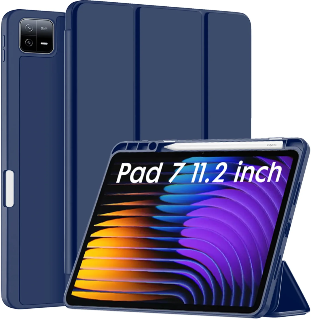 Robustrion Cover for Xiaomi Mi Pad 7 11.2 inch Cover Case, Trifold Flip Case Cover with [Pencil Holder] for Xiaomi Pad 7 Cover [Support Auto Sleep Wake] - Navy