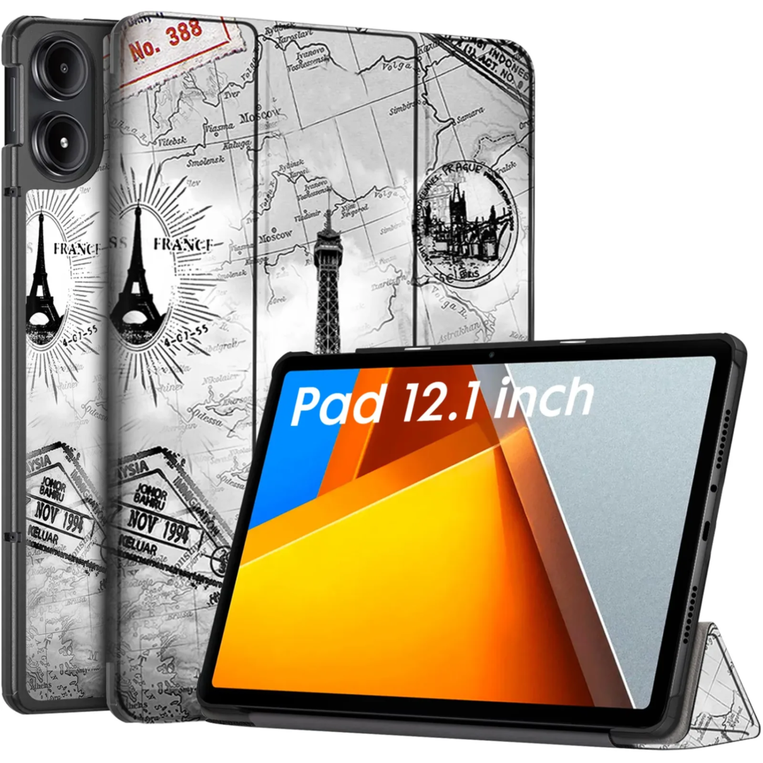 Robustrion Cover for Poco Pad 12.1 Cover Case, Trifold Flip Cover for Poco Pad 5G Tablet 12.1 inch [ Auto Sleep Wake Support] - Eiffel