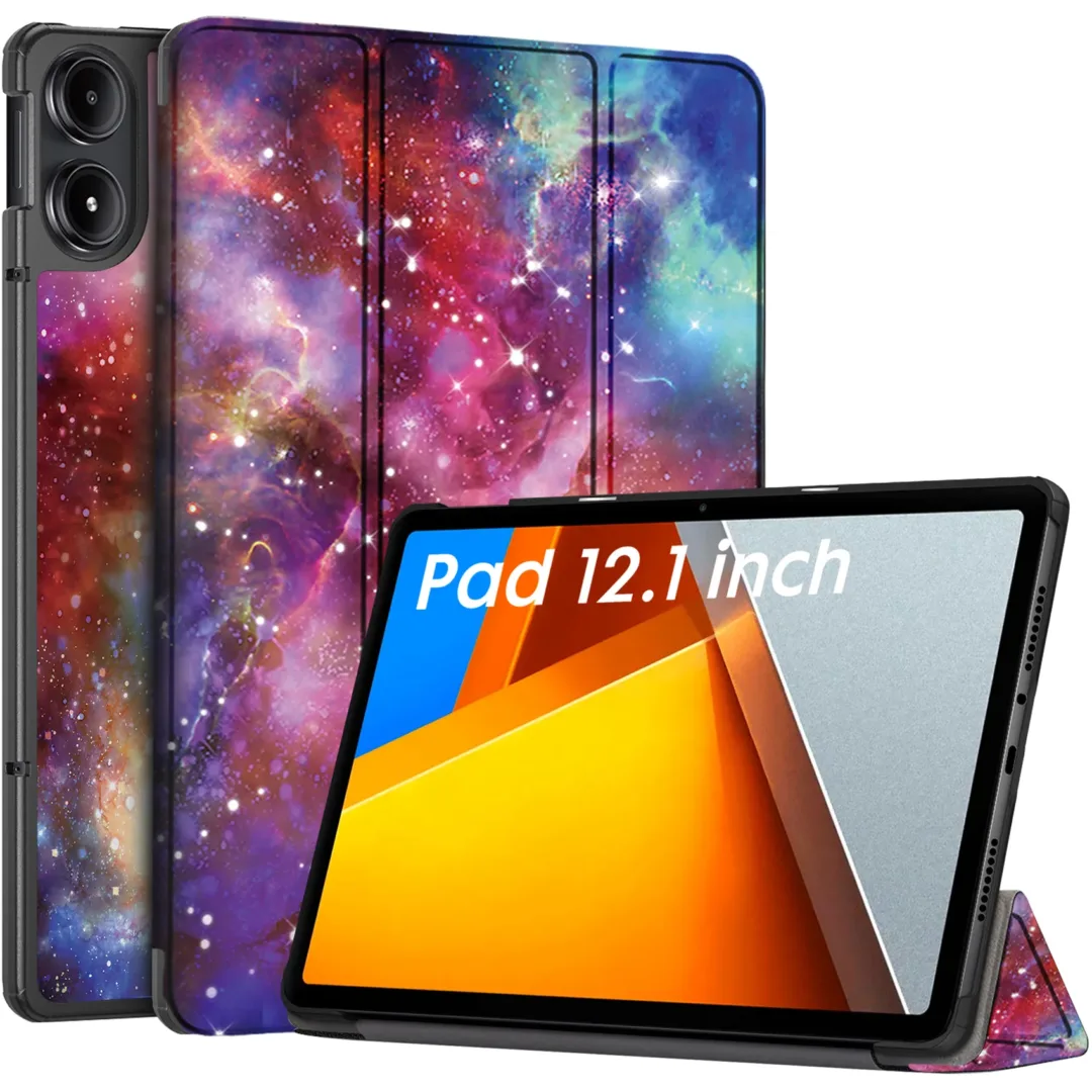 Robustrion Cover for Poco Pad 12.1 Cover Case, Trifold Flip Cover for Poco Pad 5G Tablet 12.1 inch [ Auto Sleep Wake Support] - Galaxy