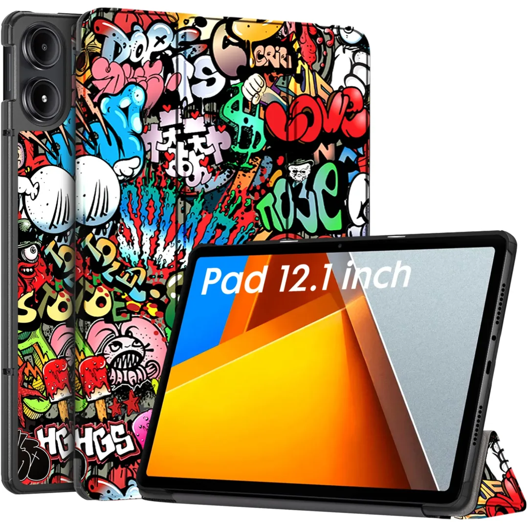 Robustrion Cover for Poco Pad 12.1 Cover Case, Trifold Flip Cover for Poco Pad 5G Tablet 12.1 inch [ Auto Sleep Wake Support] - Hippy