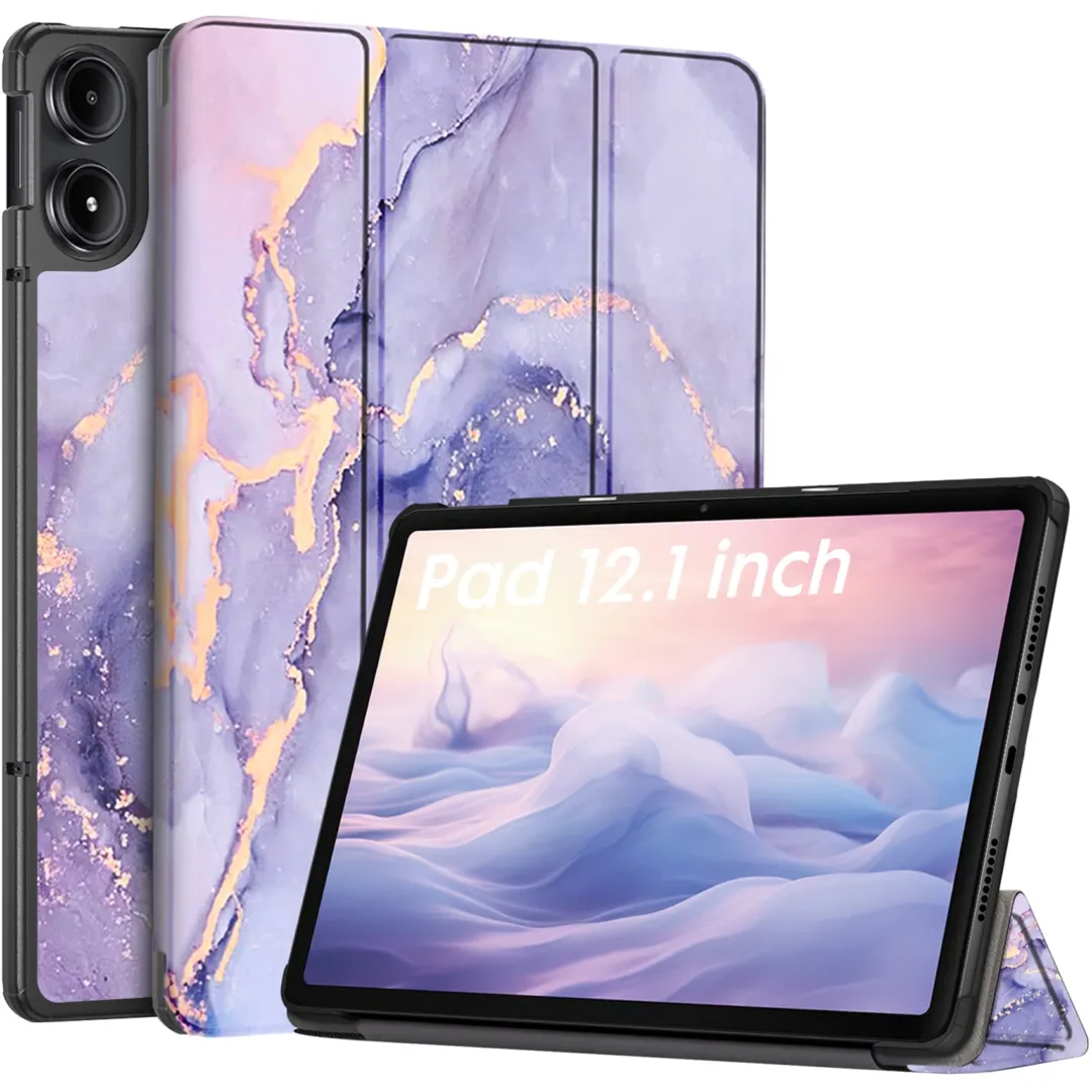 Robustrion Cover for Poco Pad 12.1 Cover Case, Trifold Flip Cover for Poco Pad 5G Tablet 12.1 inch [ Auto Sleep Wake Support] - MarbleLilac