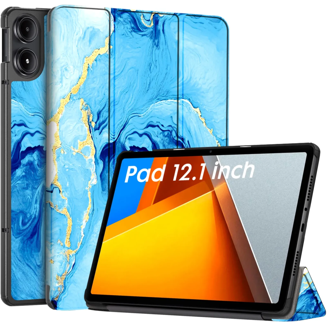 Robustrion Cover for Poco Pad 12.1 Cover Case, Trifold Flip Cover for Poco Pad 5G Tablet 12.1 inch [ Auto Sleep Wake Support] - OceanBlue