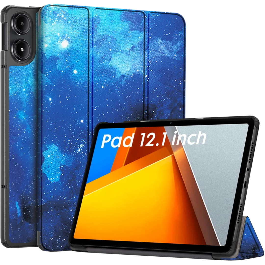 Robustrion Cover for Poco Pad 12.1 Cover Case, Trifold Flip Cover for Poco Pad 5G Tablet 12.1 inch [ Auto Sleep Wake Support] - Stars