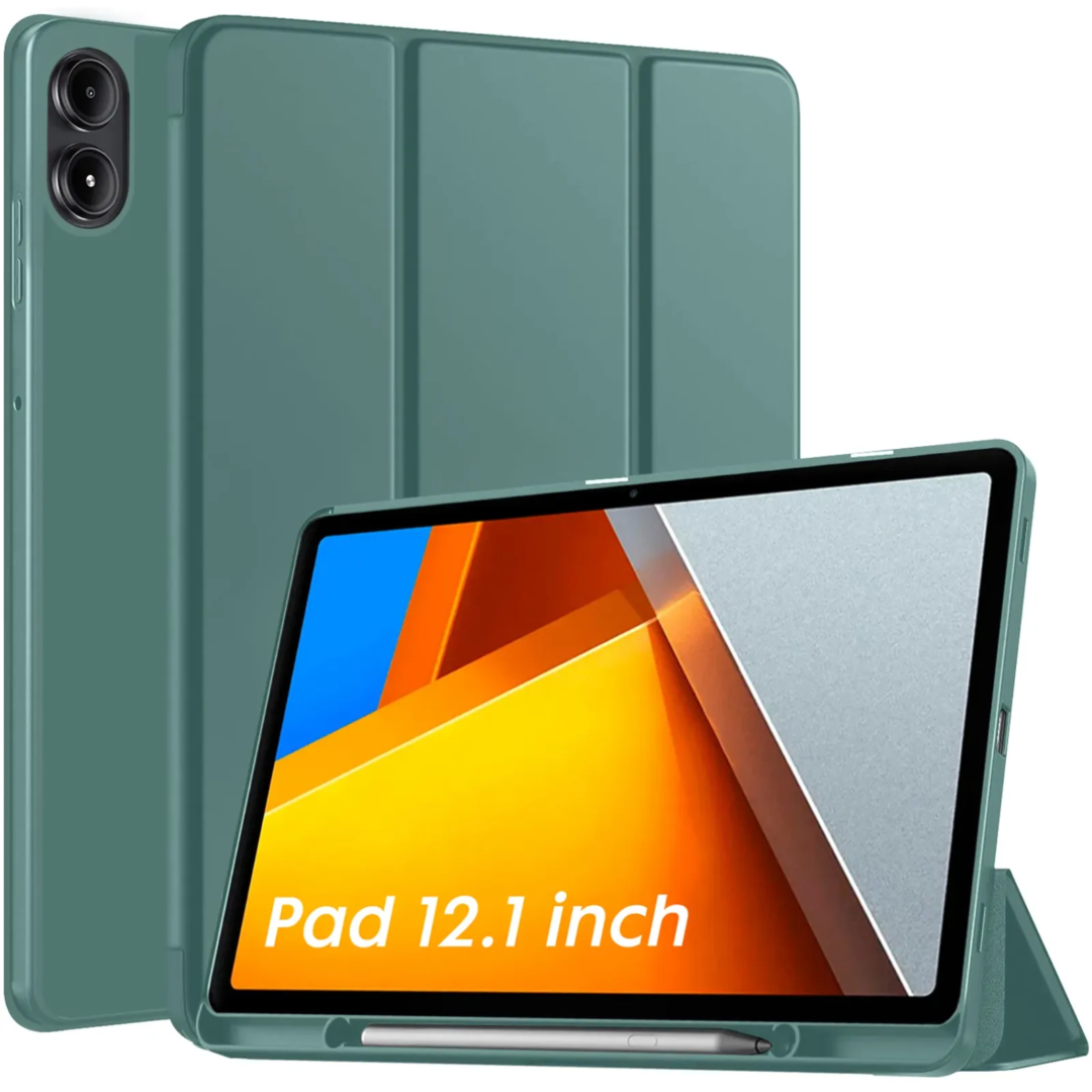 Robustrion Cover for Poco Pad 12.1 Cover Case, Flip Cover with Pencil Holder for Poco Pad 5G Tablet 12.1 inch [ Auto Sleep Wake Support] - DarkGreen