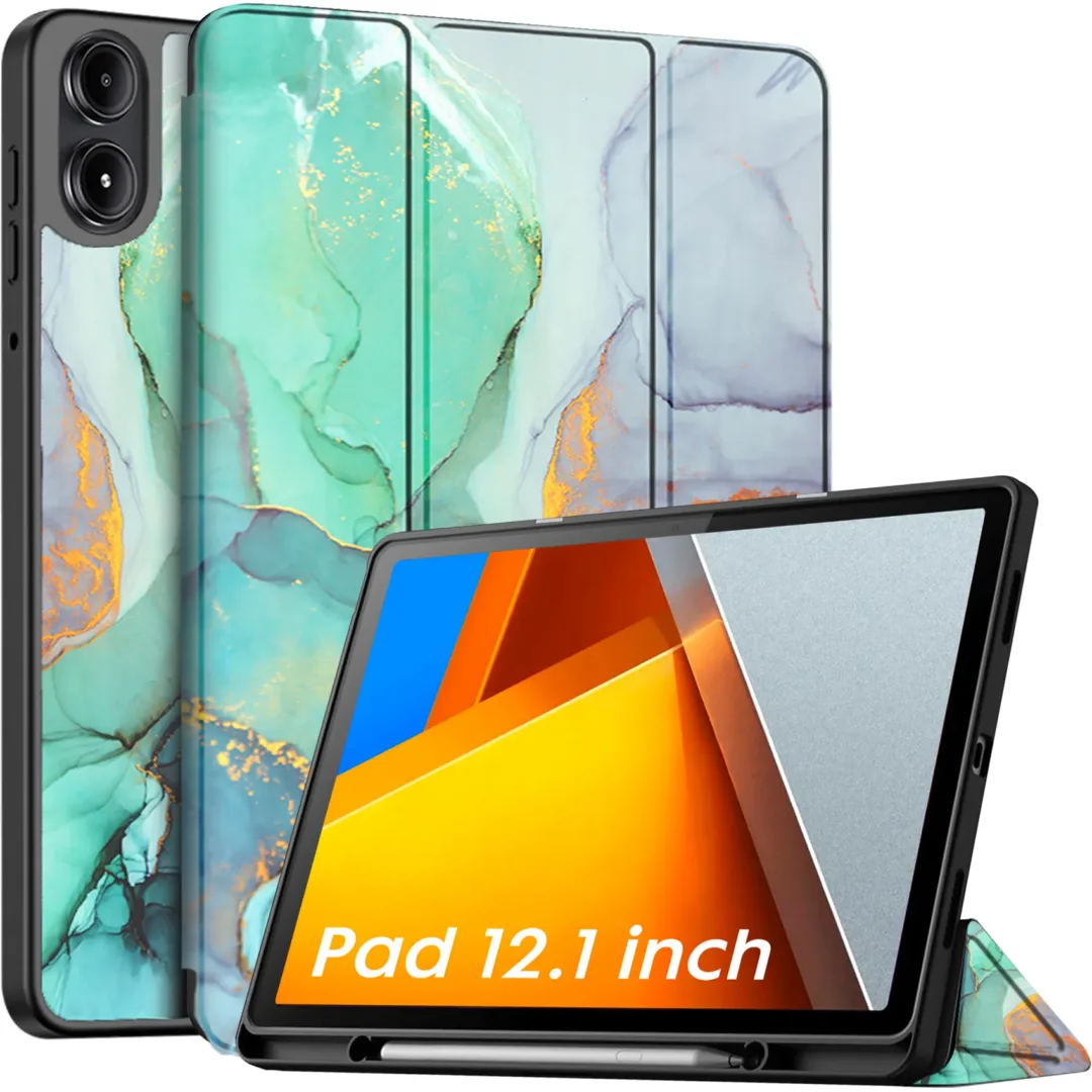Robustrion Cover for Poco Pad 12.1 Cover Case, Flip Cover with Pencil Holder for Poco Pad 5G Tablet 12.1 inch [ Auto Sleep Wake Support] - MrblGreen