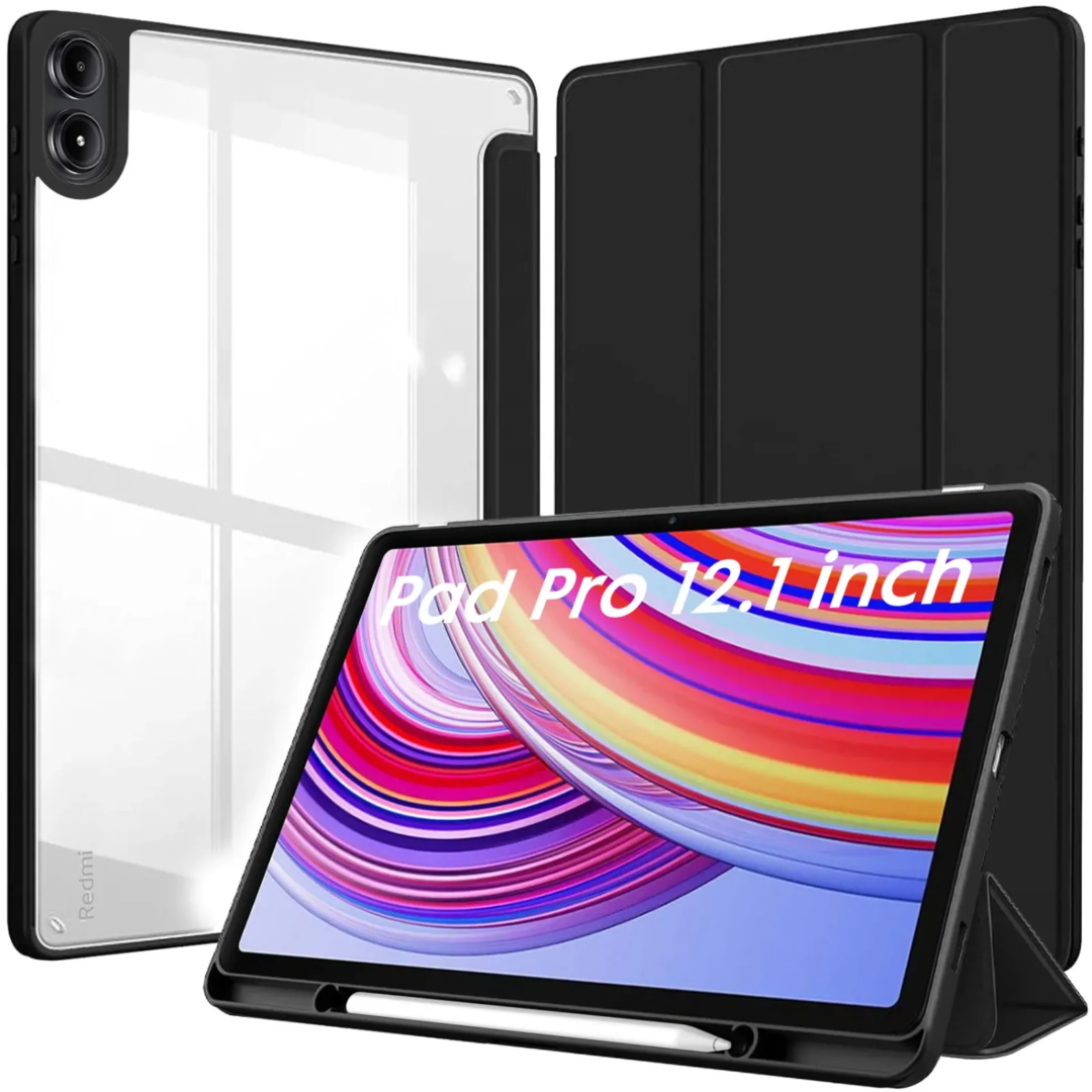 Robustrion Cover for Redmi Pad Pro 12.1 Cover Case, Hybrid Cover with Pencil Holder for Redmi Pad Pro 5G Tablet 12.1 inch [ Auto Sleep Wake Support] [Transparent Back]