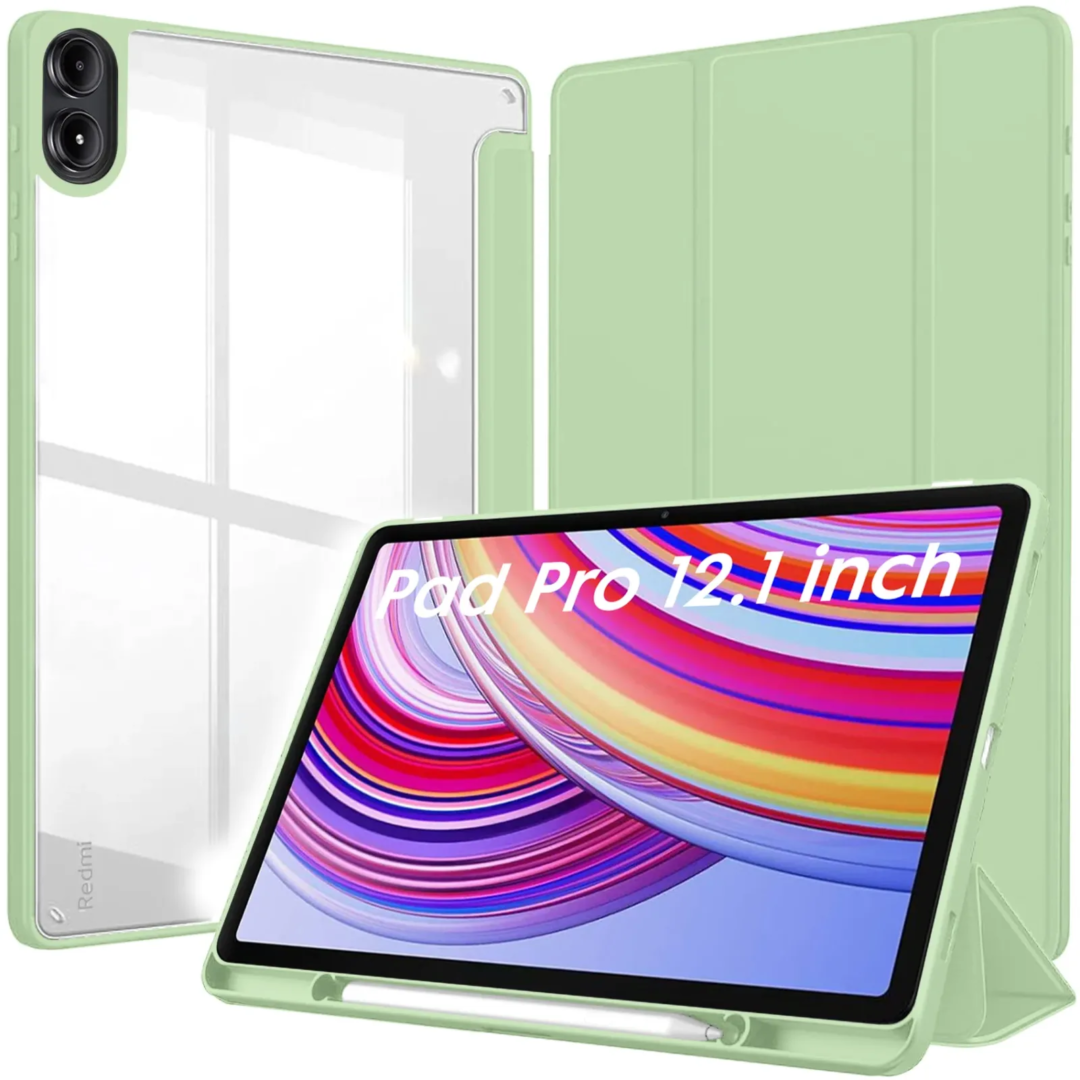 Robustrion Cover for Redmi Pad Pro 12.1 Cover Case, Hybrid Cover with Pencil Holder for Redmi Pad Pro 5G Tablet 12.1 inch [ Auto Sleep Wake Support] [Transparent Back] - MintGreen