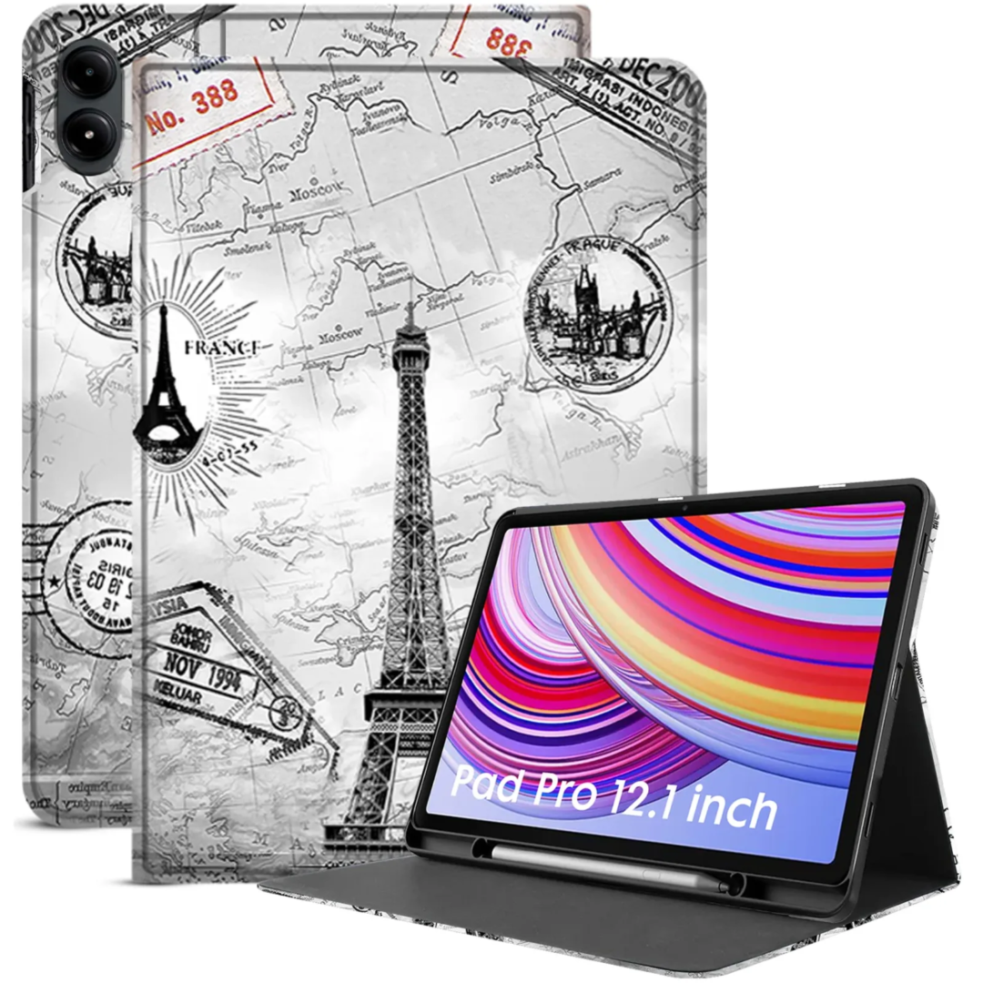 Robustrion Cover for Redmi Pad Pro 12.1 Cover Case, Folio Flip Cover with Pencil Holder for Redmi Pad Pro 5G Tablet 12.1 inch [ Auto Sleep Wake Support] - Eiffel