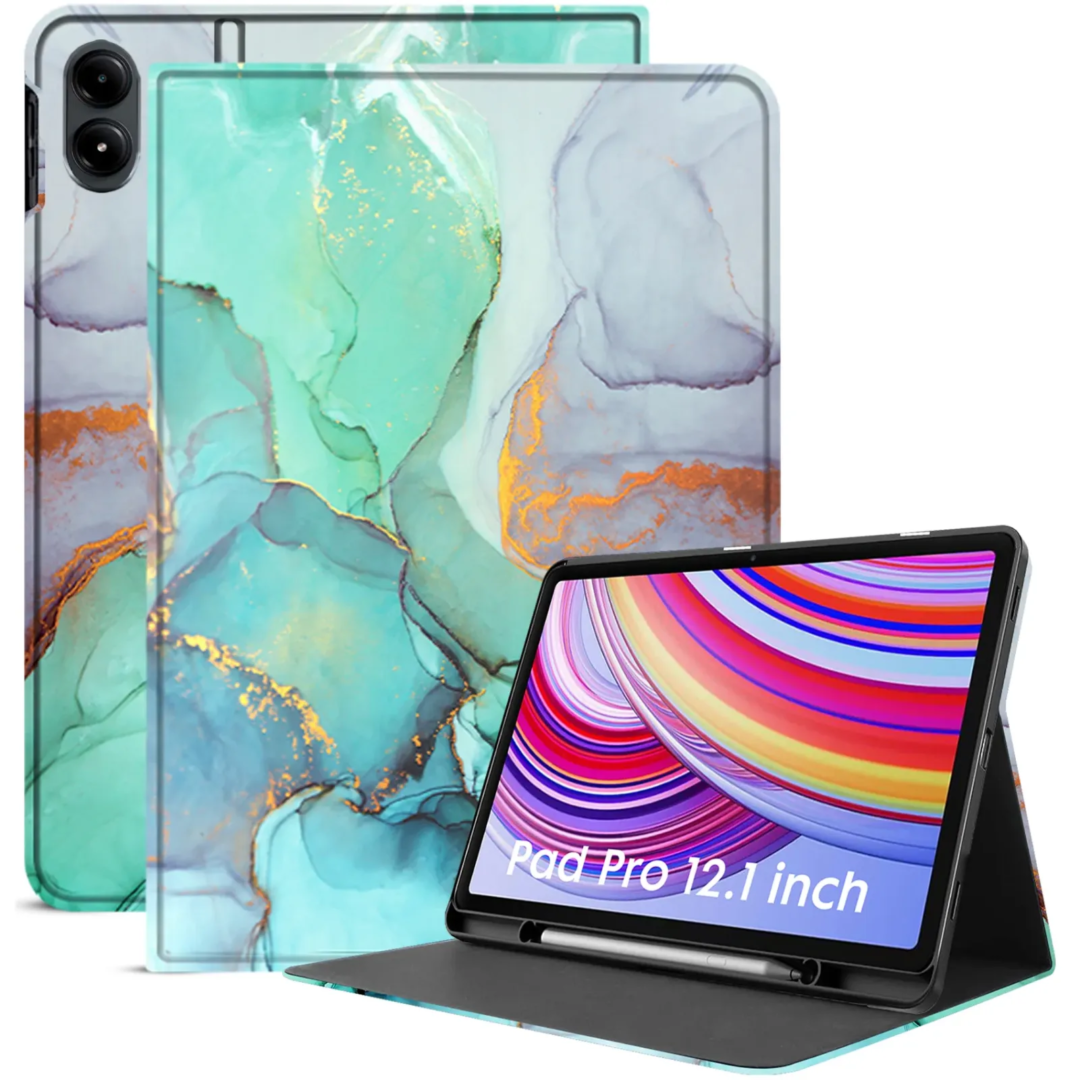 Robustrion Cover for Redmi Pad Pro 12.1 Cover Case, Folio Flip Cover with Pencil Holder for Redmi Pad Pro 5G Tablet 12.1 inch [ Auto Sleep Wake Support] - MrblGrn