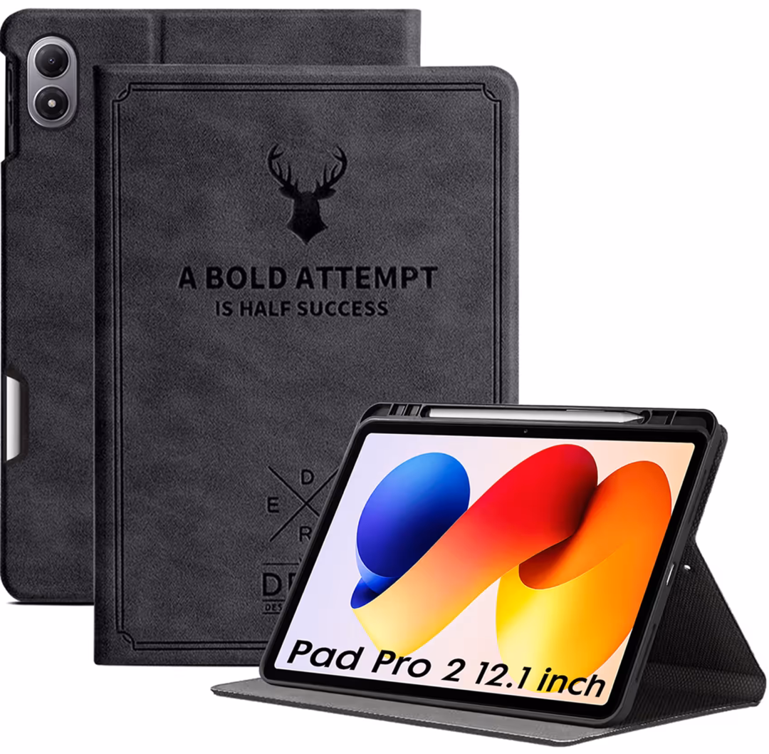 Robustrion Cover for Redmi Pad 2 Pro 12.1 inch Cover Case with [Pencil Holder], Deer Flip Cover Case for Redmi Pad 2 Pro Tablet Cover [Auto Sleep Wake Support]