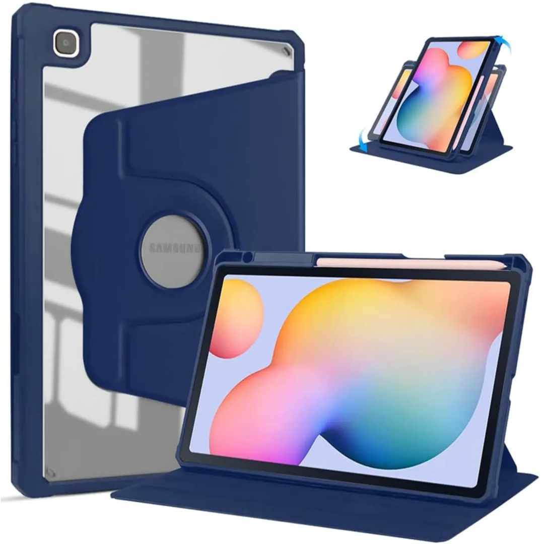 Robustrion Case Cover for Samsung Galaxy Tab S6 Lite Tablet Cover 10.4 inch SM-P610/P613/P615/P619 [360 Rotation Cover Case] with Transparent Back Flip Case Cover with Pencil Holder - Navy
