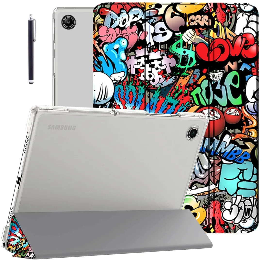Robustrion Cover for Samsung Tab A9 Plus Cover Case 11 inch, Flip Cover Case for Samsung Galaxy Tab A9 Plus Cover/Tab A9+ Tablet Cover with Translucent Back [Auto Sleep Wake Support] - Hippy