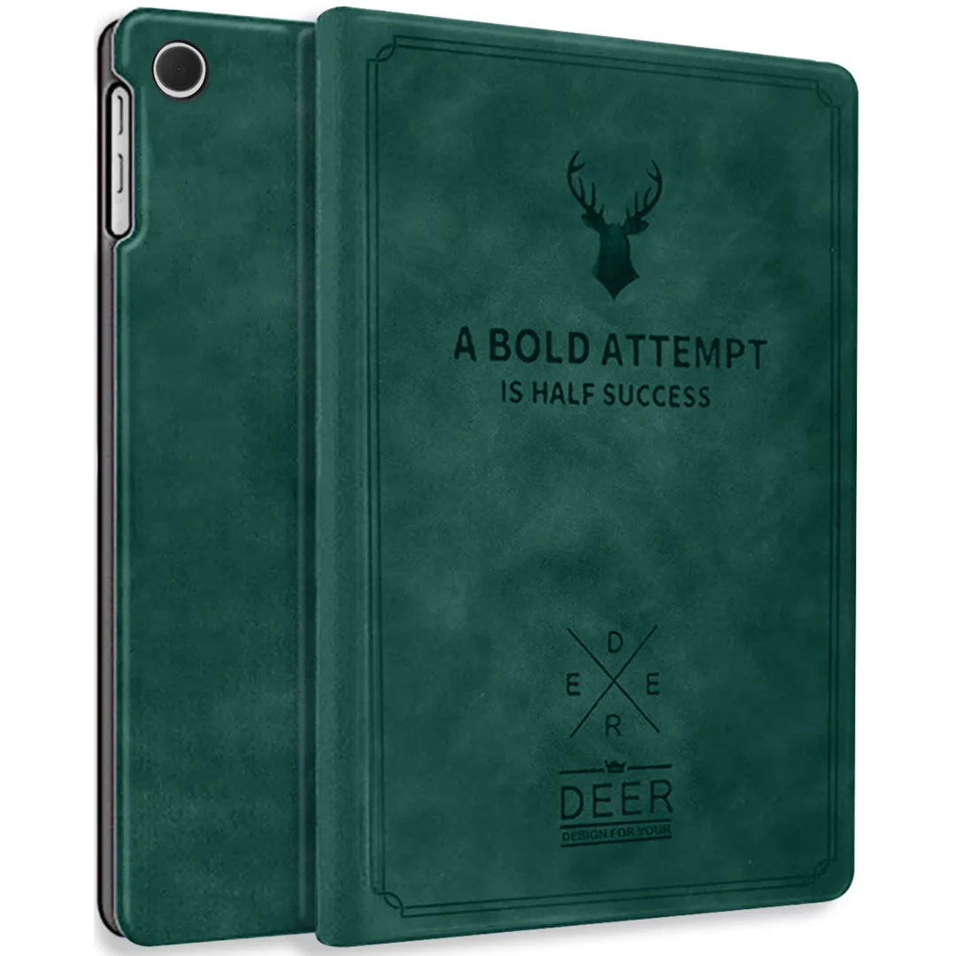 Robustrion for Samsung Galaxy Tab A9 Plus 11 inch Cover Case, Deer Flip Cover Case for Samsung Tab A9 Plus Cover/Tab A9+ Tablet Cover [Auto Sleep Wake Support] - DKGreen