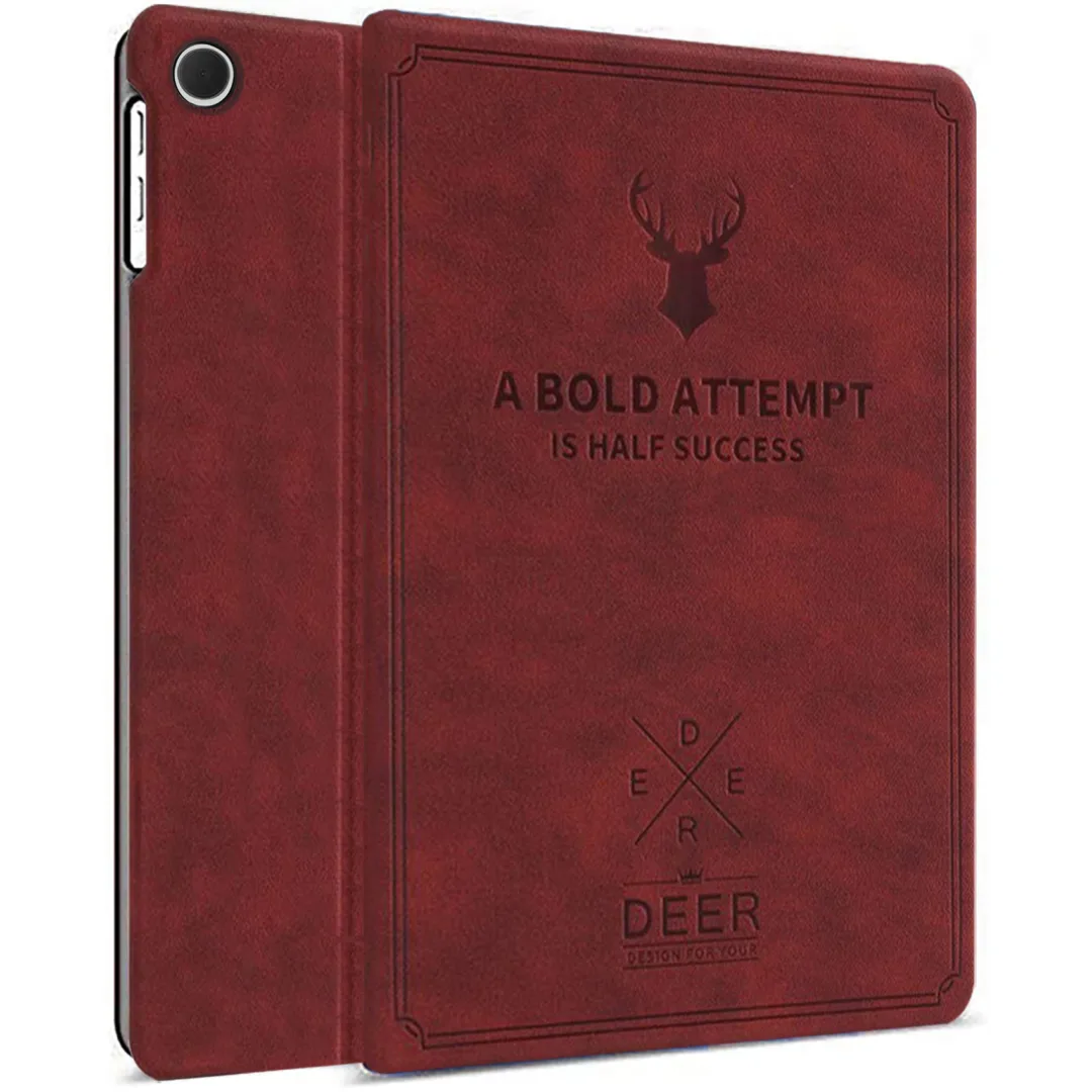 Robustrion for Samsung Galaxy Tab A9 Plus 11 inch Cover Case, Deer Flip Cover Case for Samsung Tab A9 Plus Cover/Tab A9+ Tablet Cover [Auto Sleep Wake Support] - VineRed