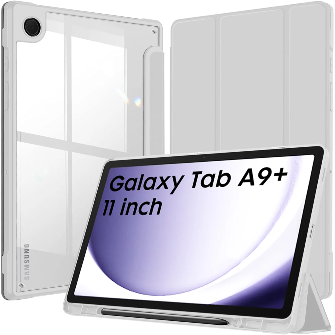 Robustrion Cover for Samsung Galaxy Tab A9 Plus Cover Case 11 inch, Hybrid Cover Case for Samsung Tab A9 Plus Cover/Tab A9+ Tablet Cover with Transparent Back [Auto Sleep/Wake Support] - Grey