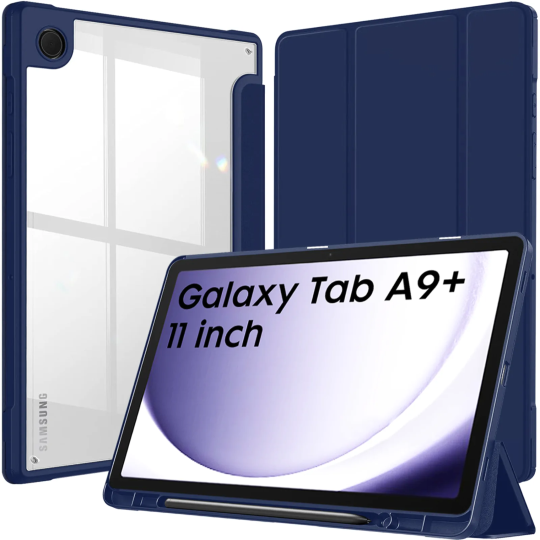 Robustrion Cover for Samsung Galaxy Tab A9 Plus Cover Case 11 inch, Hybrid Cover Case for Samsung Tab A9 Plus Cover/Tab A9+ Tablet Cover with Transparent Back [Auto Sleep/Wake Support] - Navy