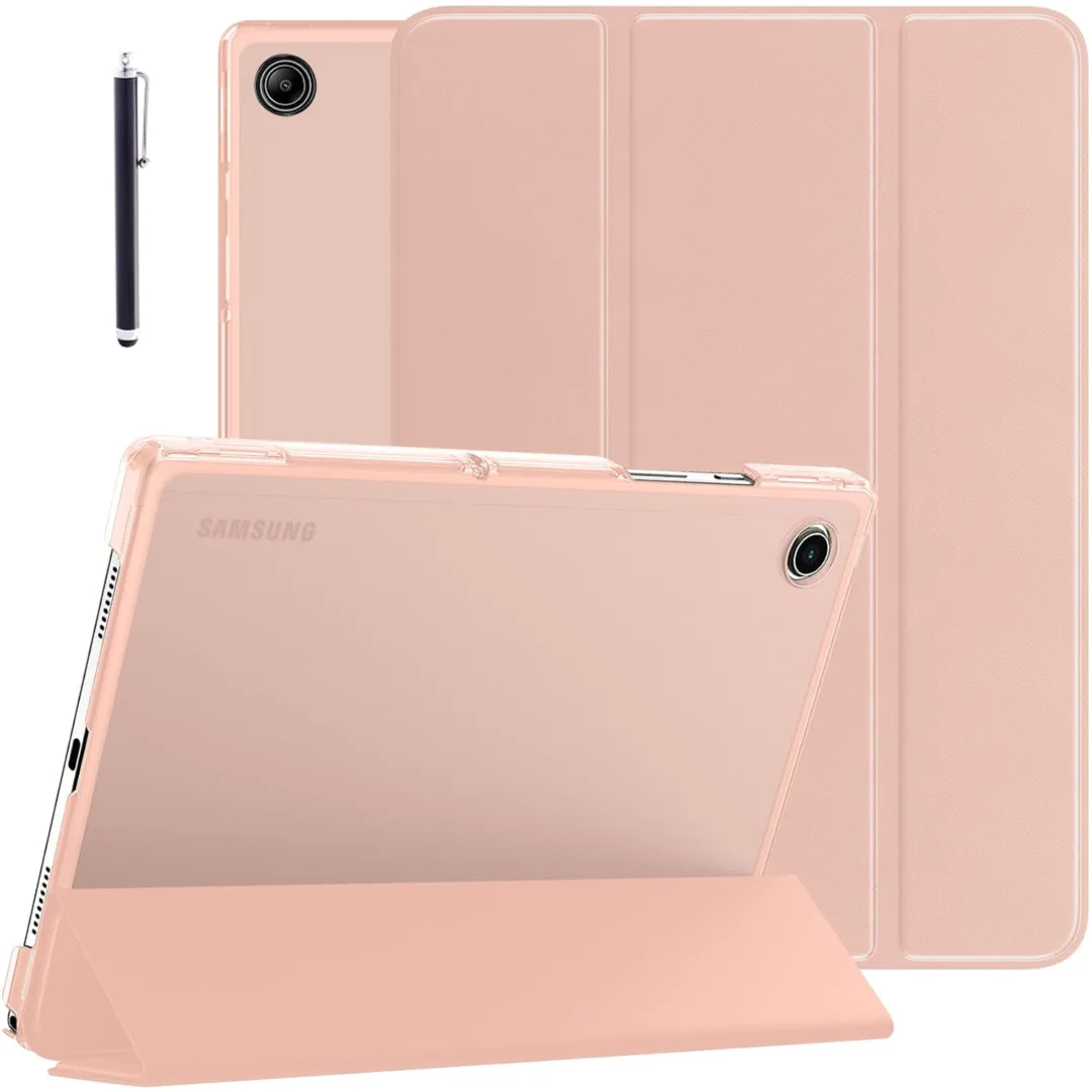 Robustrion Cover for Samsung Tab A9 Plus Cover Case 11 inch, Flip Cover Case for Samsung Galaxy Tab A9 Plus Cover/Tab A9+ Tablet Cover with Translucent Back [Auto Sleep Wake Support] - Rose Gold