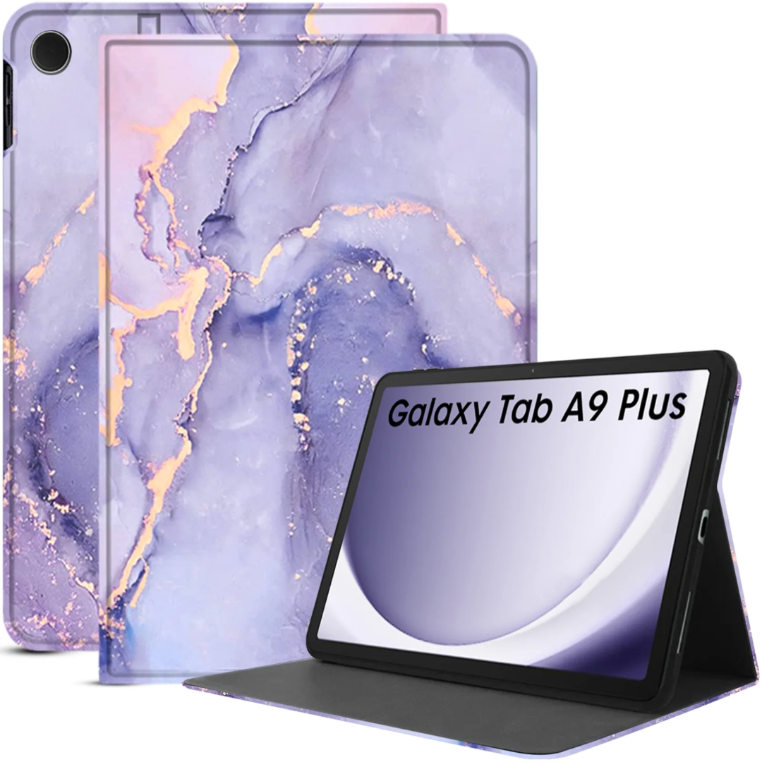 Robustrion Cover for Samsung Galaxy Tab A9 Plus 11 inch Cover Case, Folio Case Cover for Samsung Tab A9+ 11 inch - MarbleLilac