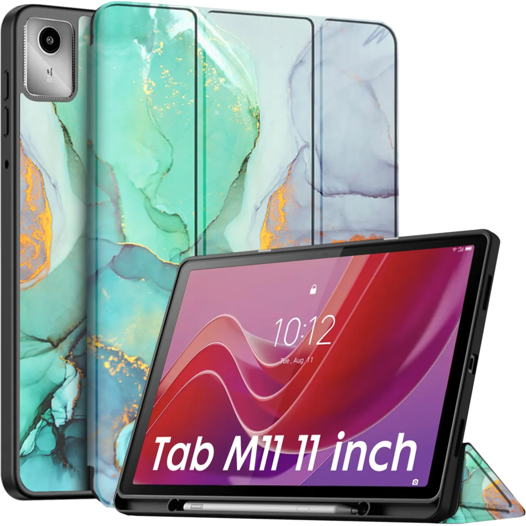 Robustrion Cover for Lenovo Tab M11 Cover Case, Flip Cover with Pencil Holder for Lenovo Tab M11 Tablet 11 inch [ Auto Sleep Wake Support] - MarbleGreen