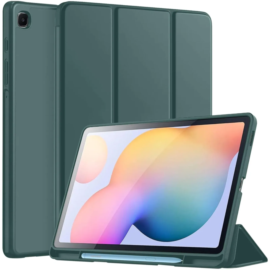 Robustrion Flip Case Cover [Auto Sleep Wake] with S Pen Holder for Samsung Galaxy Tab S6 Lite Tablet Cover 10.4 inch SM-P610/P615 - Dark Green