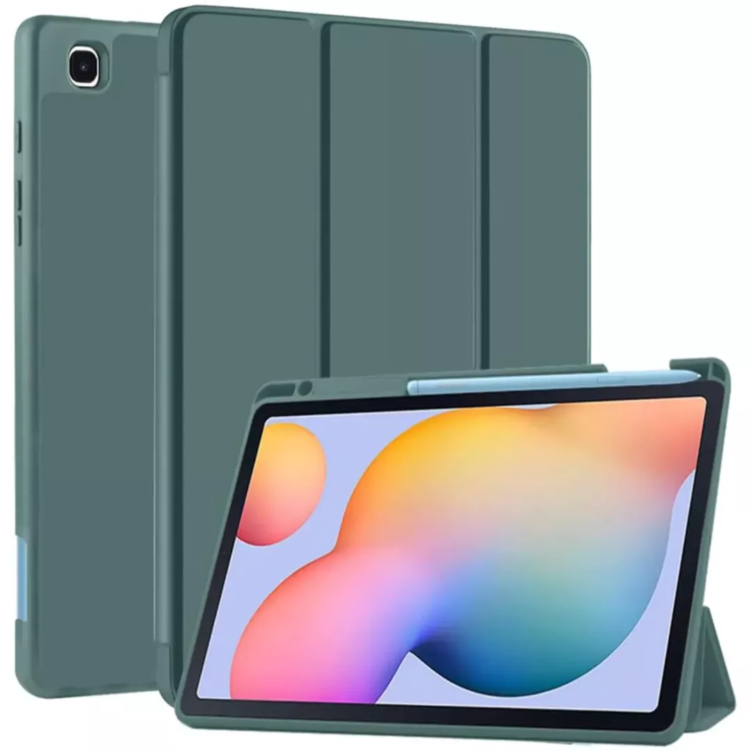 Robustrion Cover for Samsung S6 Lite Tablet Cover 10.4 inch Flip Stand Back Cover with S Pen Holder [Right Side] for Samsung S6 Lite Tab 10.4 inch [Auto Sleep Wake Support] - DarkGreen