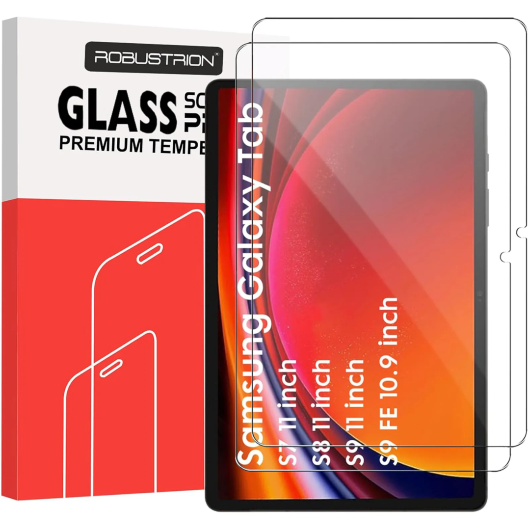 Robustrion Tempered Glass Screen Protector for Samsung Galaxy Tab S9 FE/Tab S9 / S8 / S7 11 inch Tempered Glass Screen Guard for Samsung S9 FE 10.9 inch / S9 / S8 / S7 11 inch Tablet - Pack 2