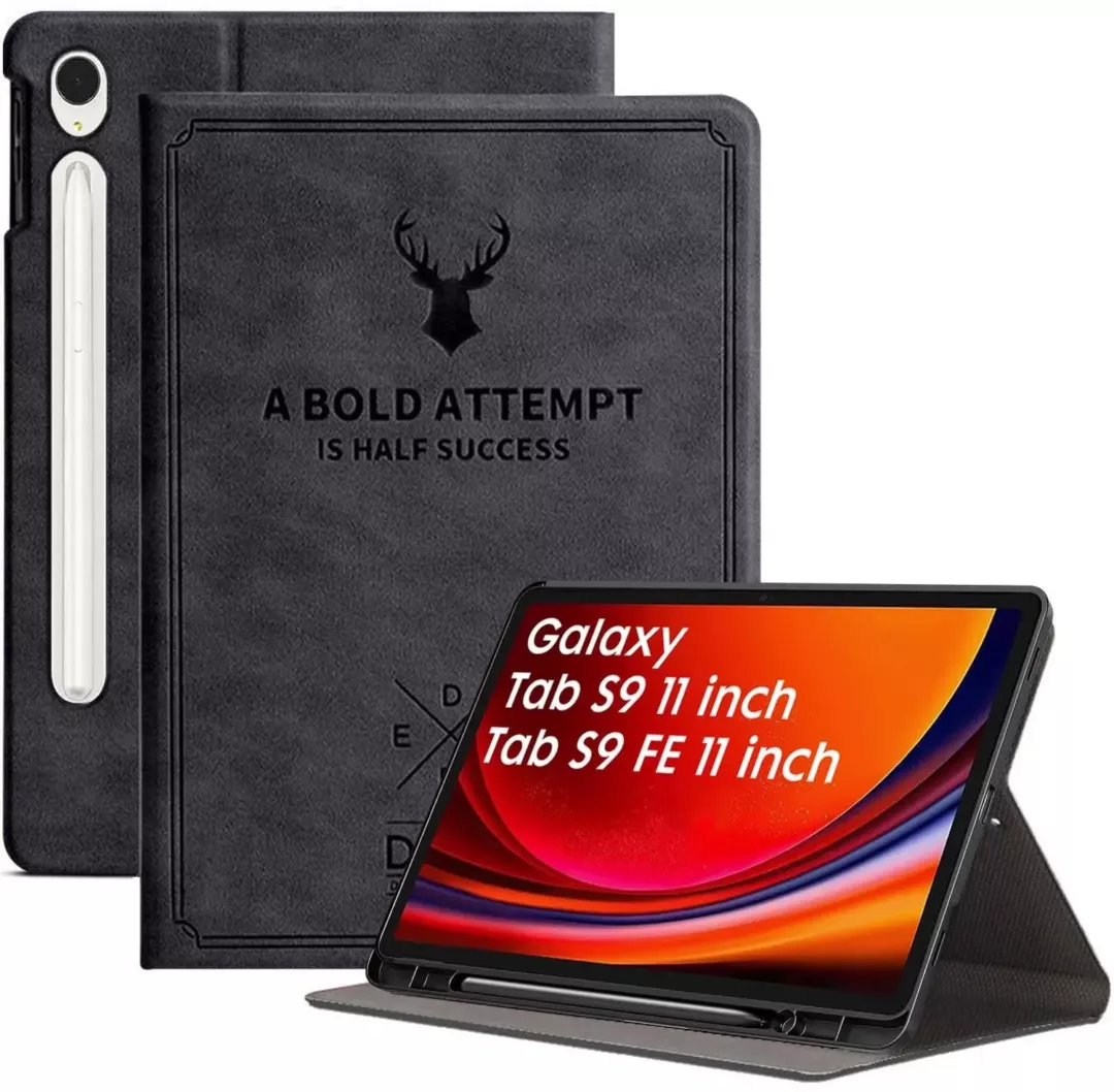 Robustrion Cover for Samsung Tab S9 11 inch/Samsung Tab S9 FE Cover Case 10.9 inch, Deer Flip Case Cover with [S Pen Holder] for Samsung Galaxy Tab S9 / S9 FE Tablet [Auto Sleep Wake]
