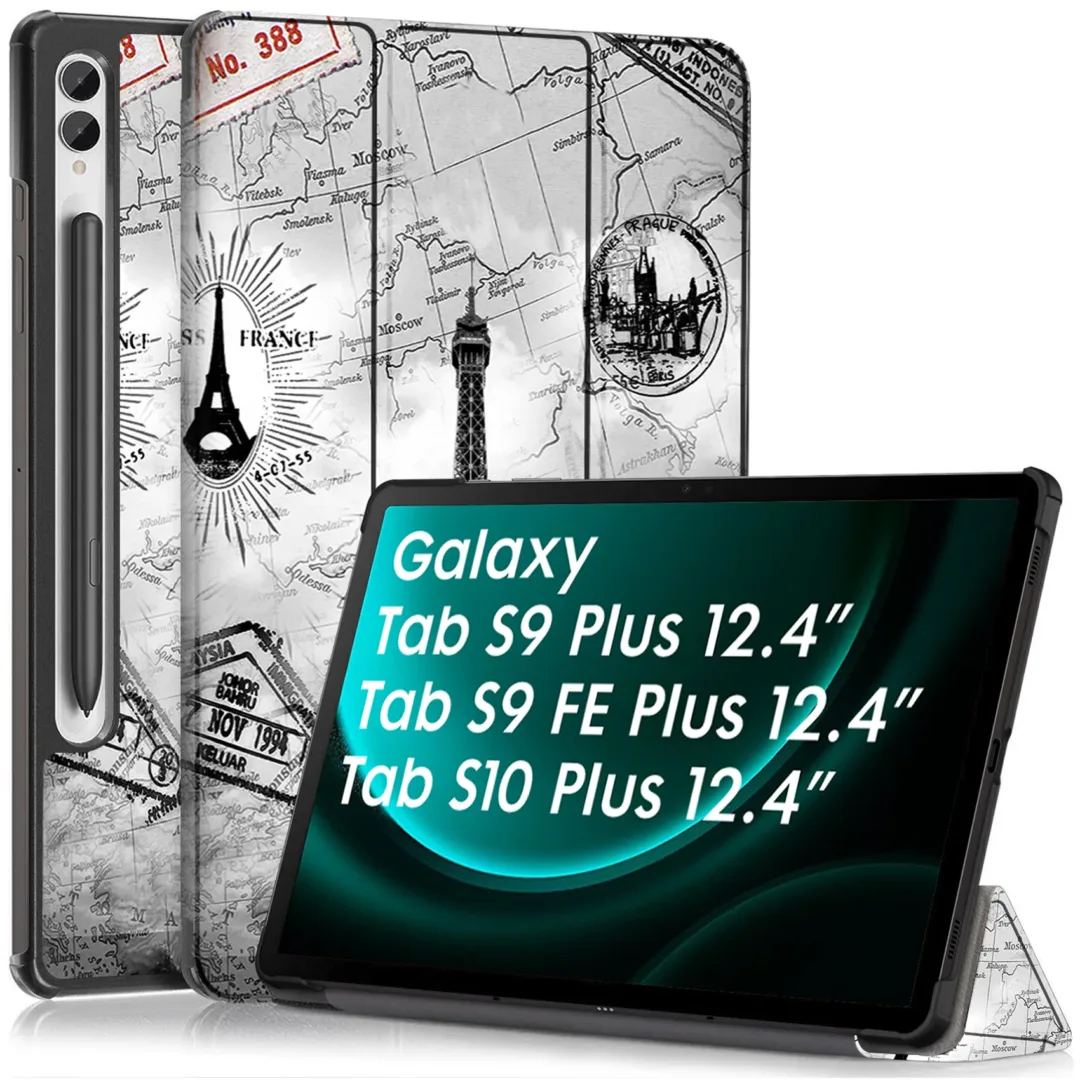Robustrion Cover for Samsung Tab S9 FE Plus/Tab S10 Plus / S9 Plus 12.4" Cover Case Flip Stand Case Cover for Samsung Galaxy Tab S10+ / S9+ / Tab S9 FE+ Tablet Cover [Auto Sleep/Wake] - Eiffel