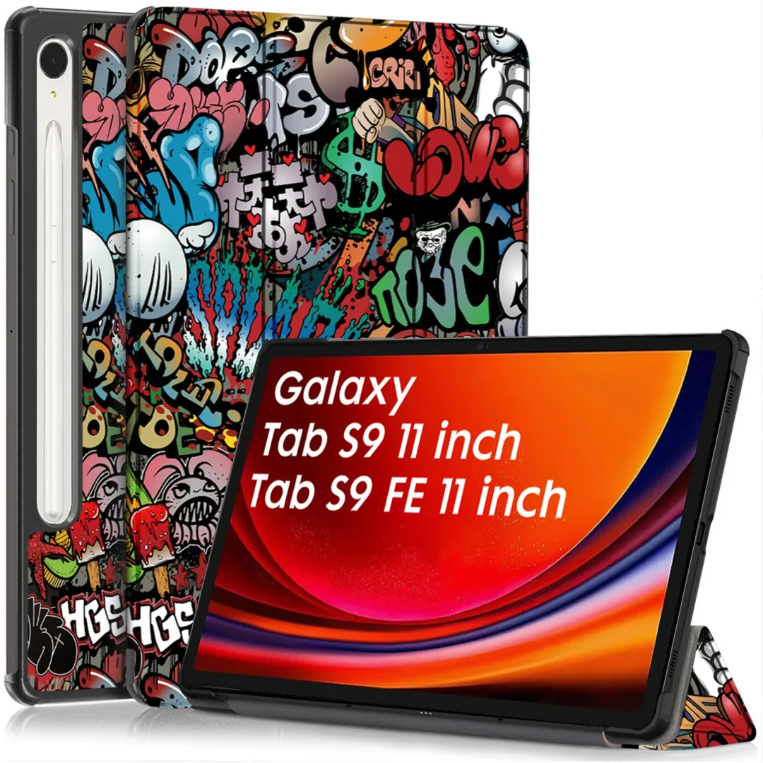 Robustrion Cover for Samsung Tab S9 11"/Tab S9 FE Cover Case 10.9 inch, Flip Stand Back Case Cover for Samsung Galaxy Tab S9 Tablet/Tab S9 FE Tablet Cover [Supports Auto Sleep Wake] - Hippy