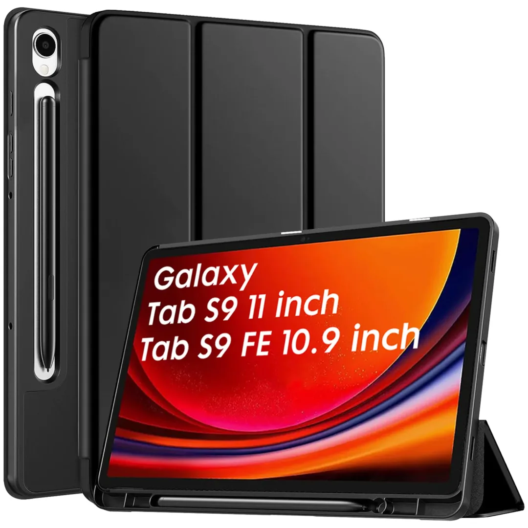 Robustrion Cover for Samsung Tab S9 11 inch/Tab S9 FE Cover Case 10.9 inch, Flip Case Cover with [S Pen Holder] for Samsung Galaxy Tab S9 Tablet/Tab S9 FE Tablet Cover [Auto Sleep Wake] - Black