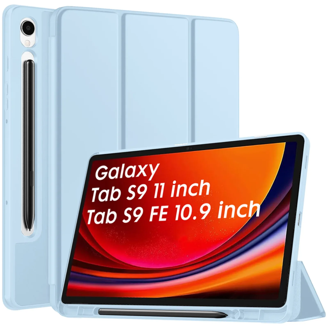 Robustrion Cover for Samsung Tab S9 11 inch/Tab S9 FE Cover Case 10.9 inch, Flip Case Cover with [S Pen Holder] for Samsung Galaxy Tab S9 Tablet/Tab S9 FE Tablet Cover [Auto Sleep Wake] - LightBlue
