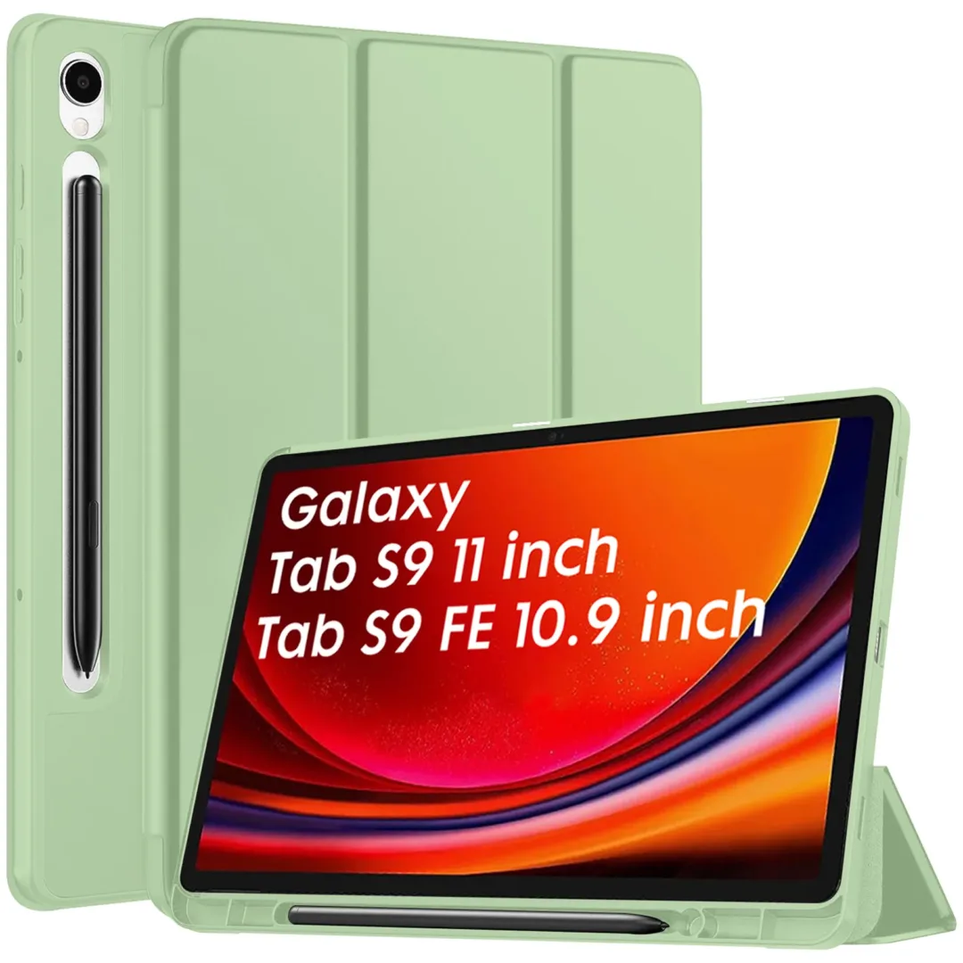 Robustrion Cover for Samsung Tab S9 11 inch/Tab S9 FE Cover Case 10.9 inch, Flip Case Cover with [S Pen Holder] for Samsung Galaxy Tab S9 Tablet/Tab S9 FE Tablet Cover [Auto Sleep Wake] - Mint Green