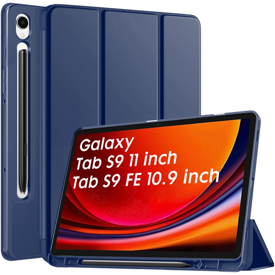 Robustrion Cover for Samsung Tab S9 11 inch/Tab S9 FE Cover Case 10.9 inch, Flip Case Cover with [S Pen Holder] for Samsung Galaxy Tab S9 Tablet/Tab S9 FE Tablet Cover [Auto Sleep Wake] - Navy