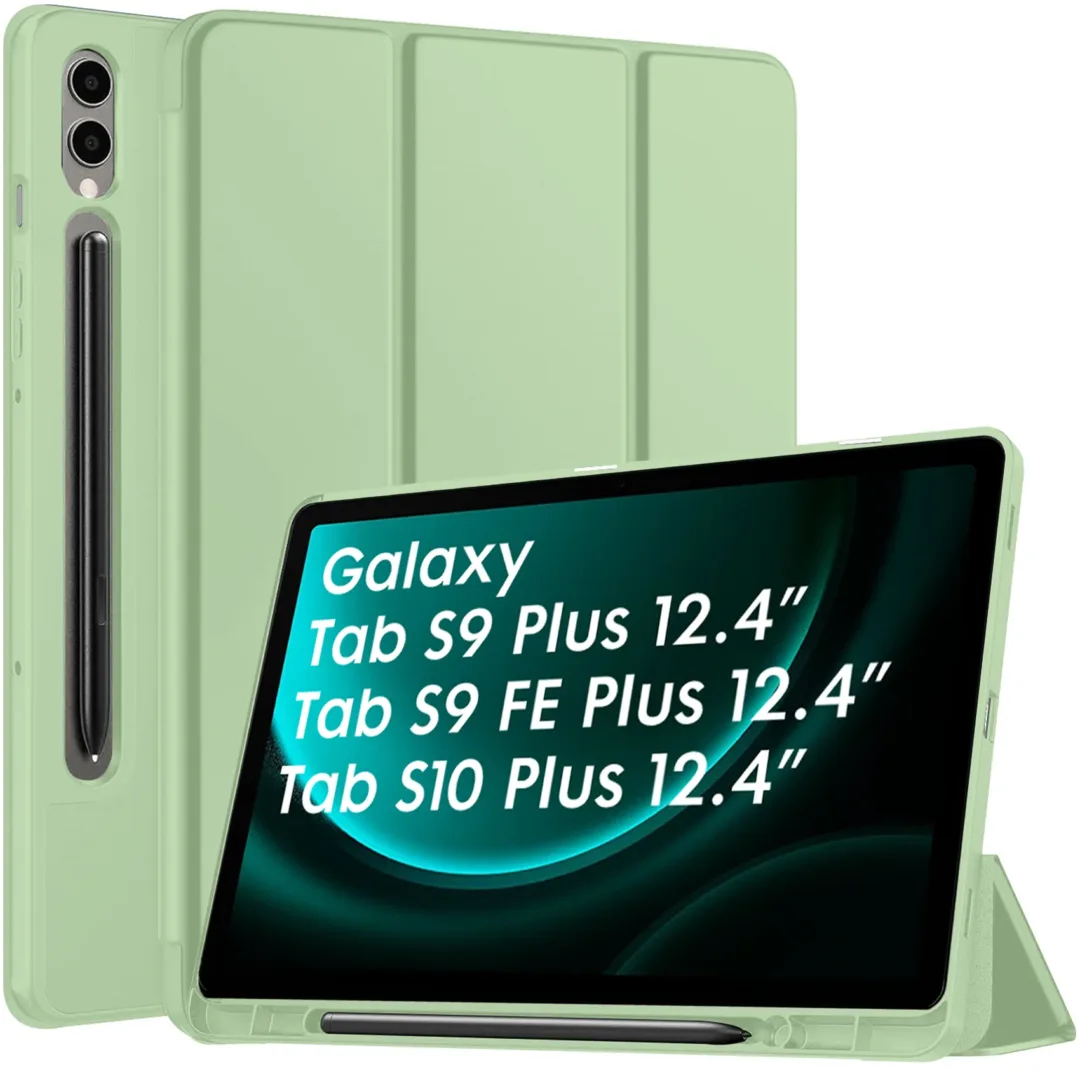 Robustrion Cover for Samsung Galaxy Tab S9 FE+ / Tab S10 Plus/Tab S9 Plus 12.4 inch Cover Case with [S Pen Holder] for Samsung Tab S9 FE Plus / S9+ / S10+ Tablet Cover [Auto Sleep/Wake] - MintGreen