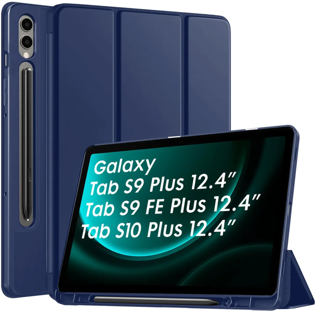 Robustrion Cover for Samsung Galaxy Tab S9 FE+ / Tab S10 Plus/Tab S9 Plus 12.4 inch Cover Case with [S Pen Holder] for Samsung Tab S9 FE Plus / S9+ / S10+ Tablet Cover [Auto Sleep/Wake] - Navy