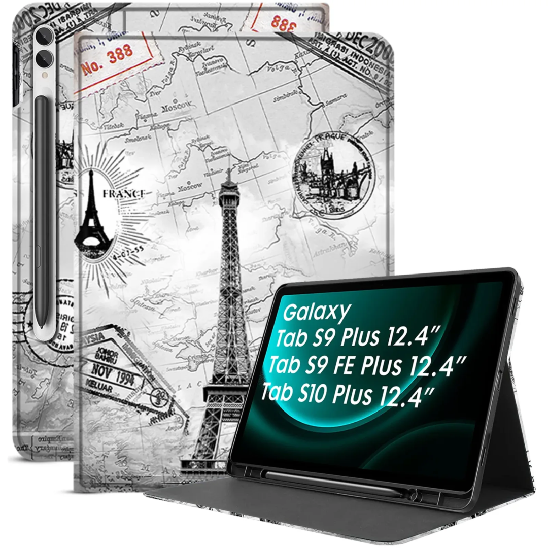 Robustrion Cover Case for Samsung Tab S9 FE Plus/Tab S10 Plus/Tab S9 Plus 12.4", Folio Cover with [Pencil Holder] [Auto Sleep Wake] for Samsung Galaxy Tab S9+ / S10 +/ S9 FE+ Tablet