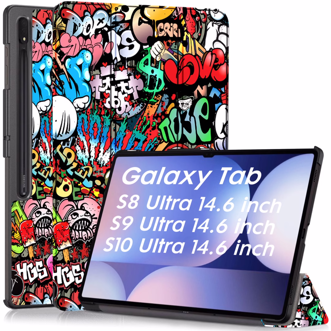 Robustrion Cover for Samsung Tab S10 Ultra/Tab S9 Ultra/Tab S8 Ultra Case Cover for Samsung Galaxy Tab S10 / S9 / S8 Ultra Tablet Cover 14.6 inch [Supports Auto Sleep Wake] - Hippy